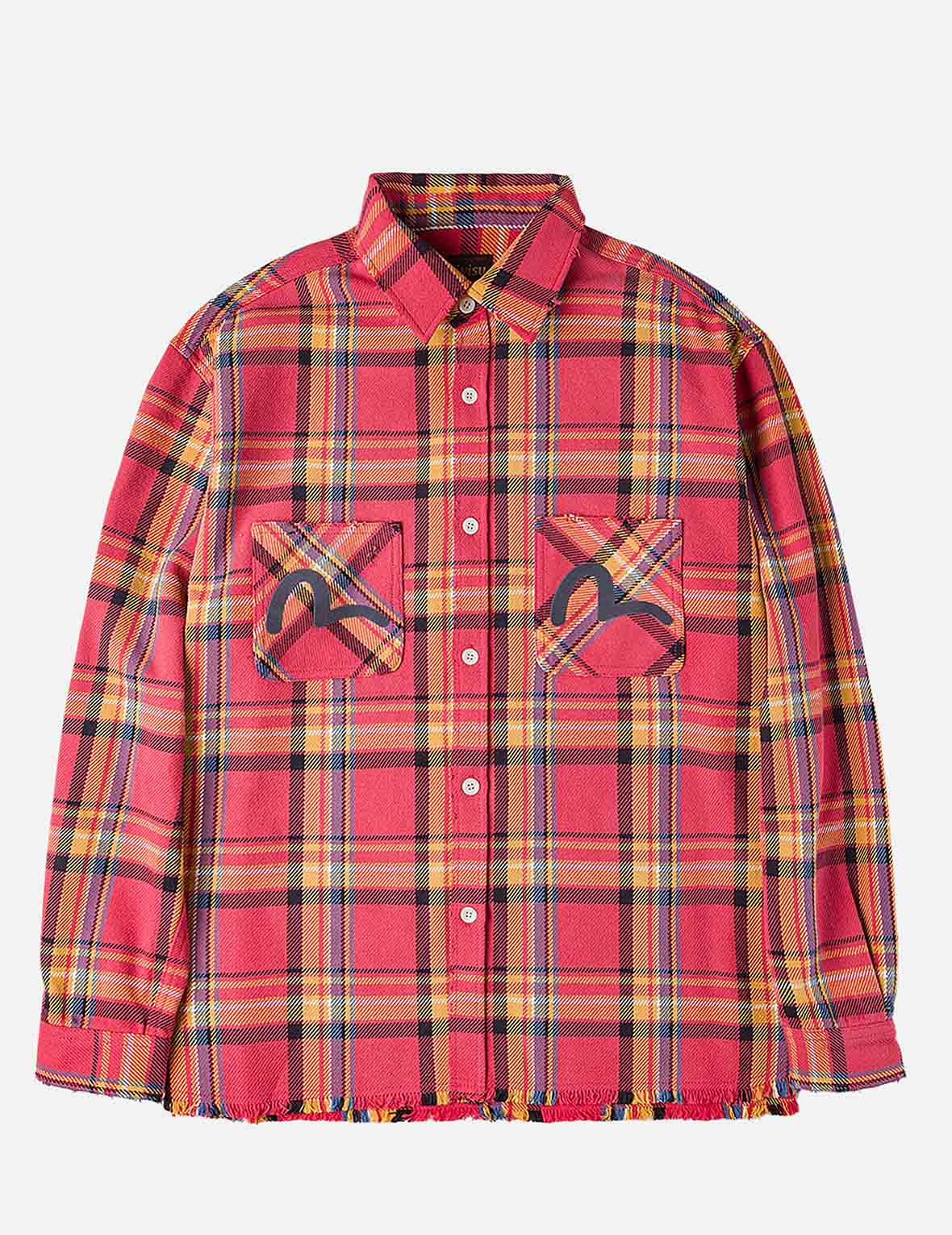 ヘビーウォッシュドディストレスドフランネルシャツ – EVISU