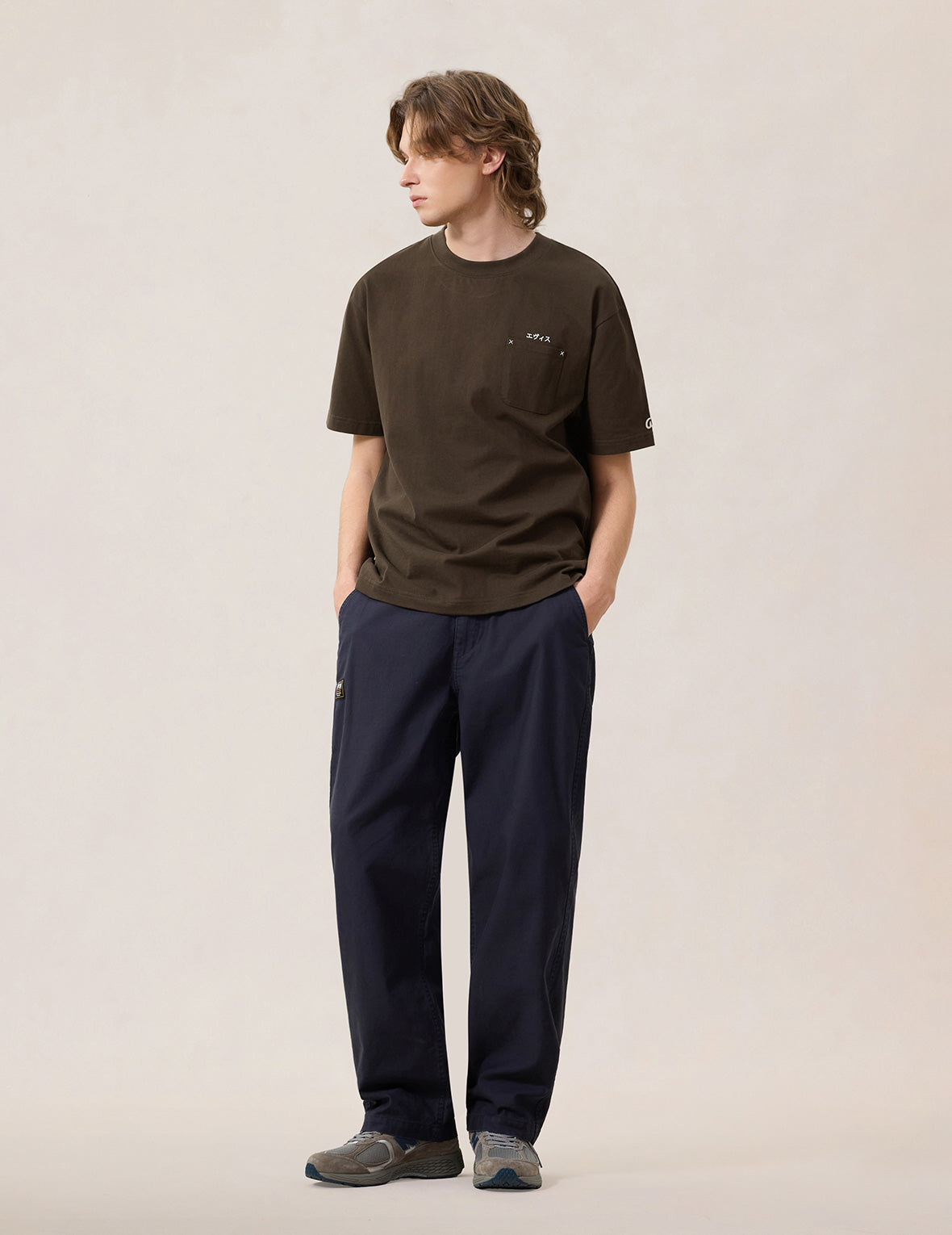 Japanese Logo Embroidery Pocket T-shirt