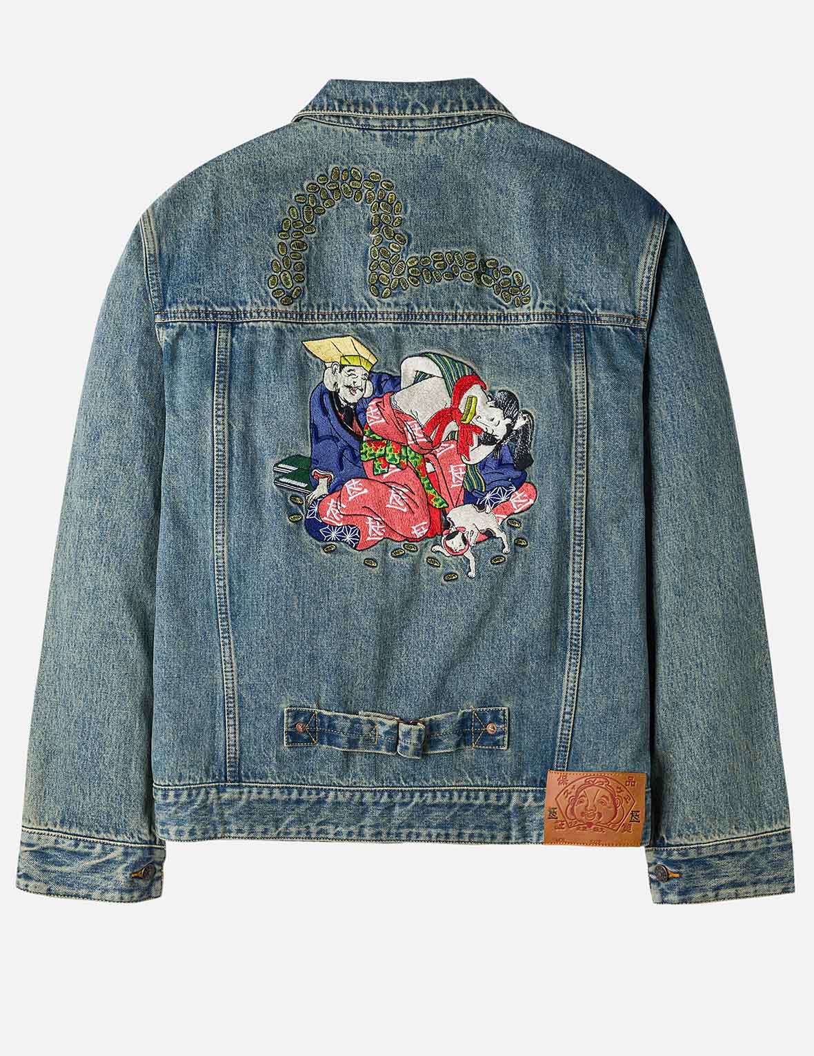 7473【激レア◎】EVISU カモメ 刺繍 デニムジャケット ベスト