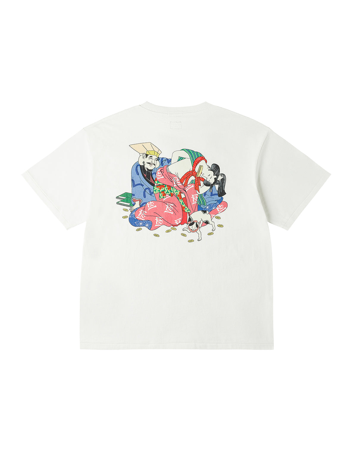 EVISU X F-LAGSTUF-F 春画と小判 カモメプリント レギュラーフィット Tシャツ - 白