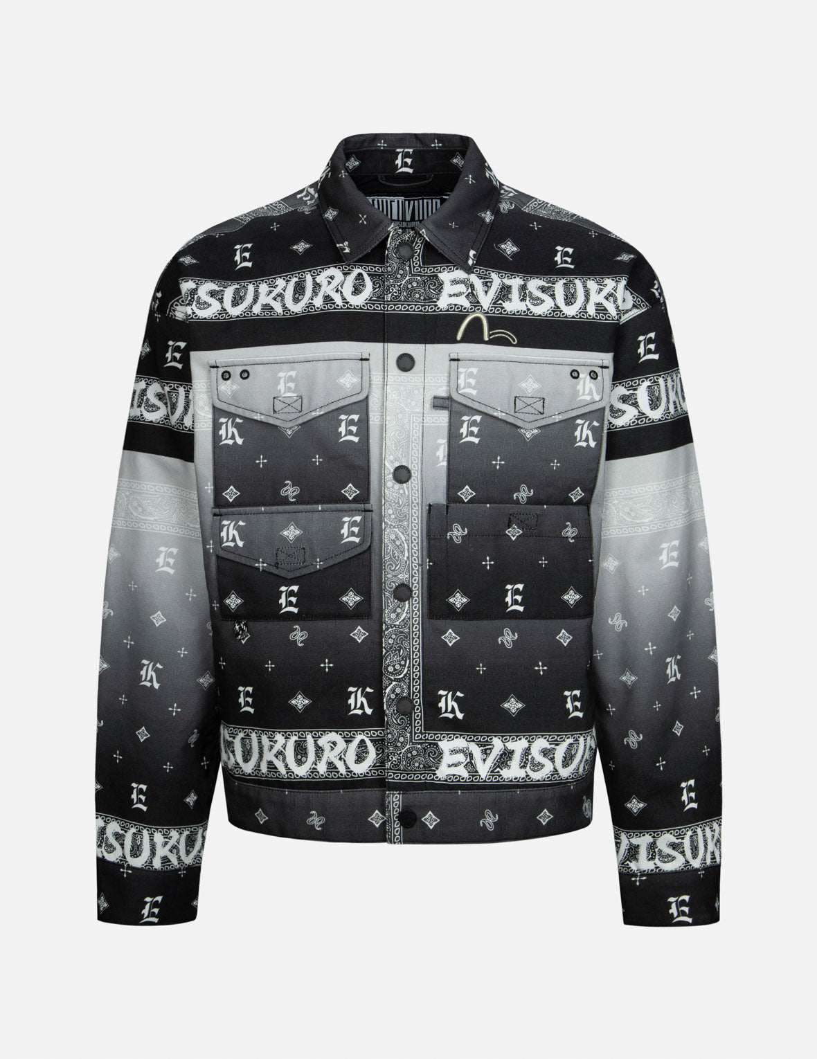 グラデーションオールオーバーペイズリープリントルーズフィットトラッカージャケット