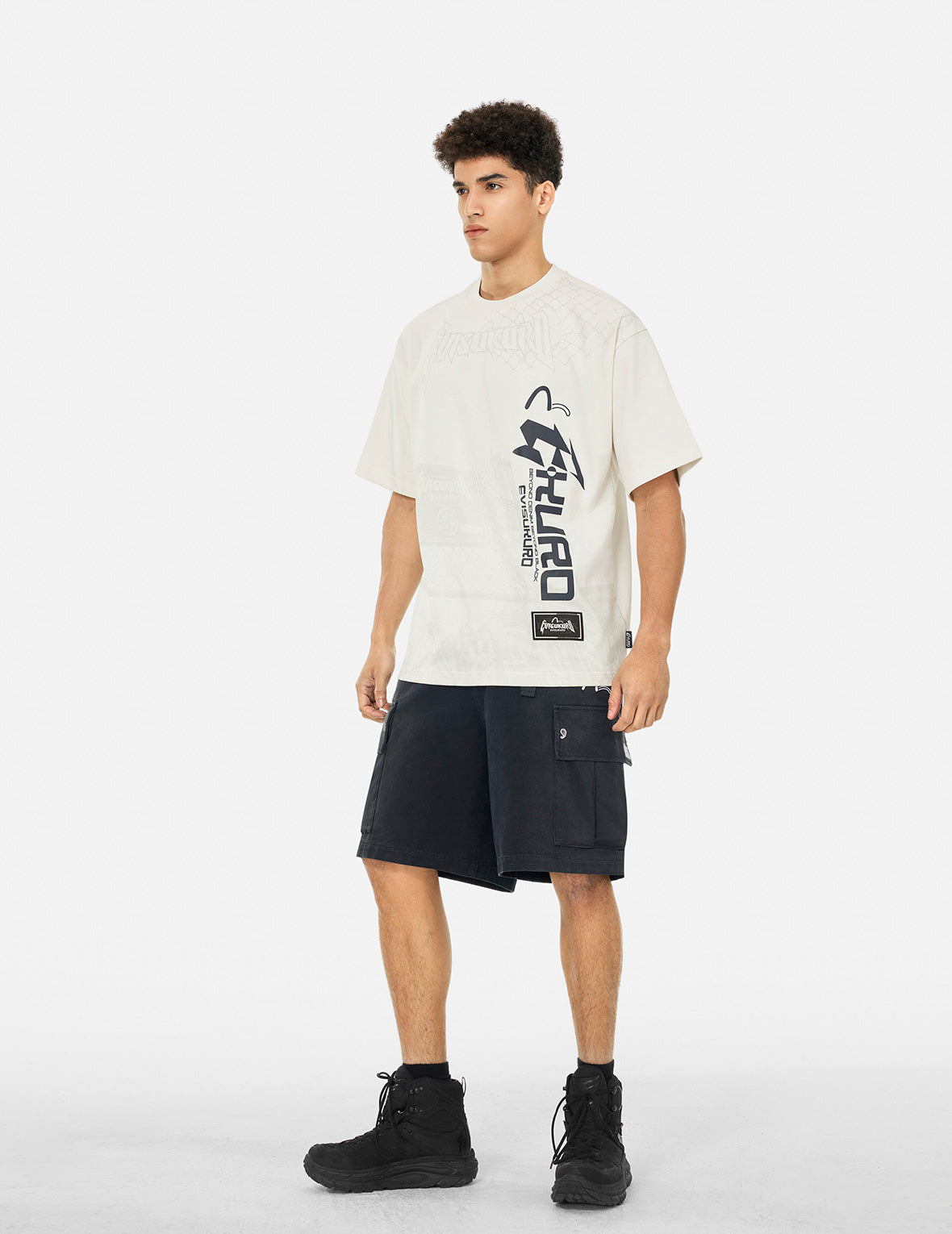 ロゴ＆カモメプリント オーバーサイズ Tシャツ