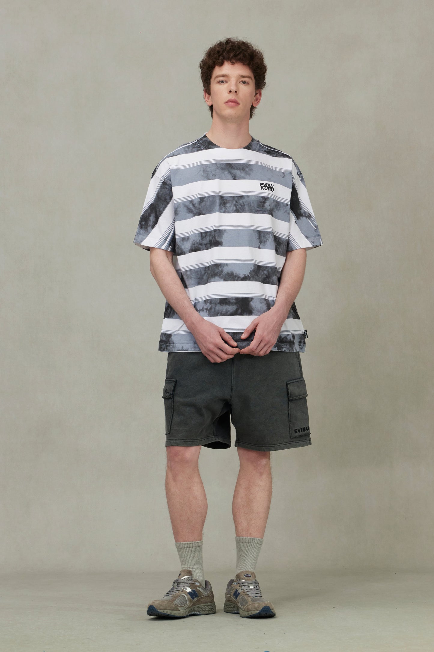 ウォッシュ タイダイ ストライプ ルーズ フィット Tシャツ