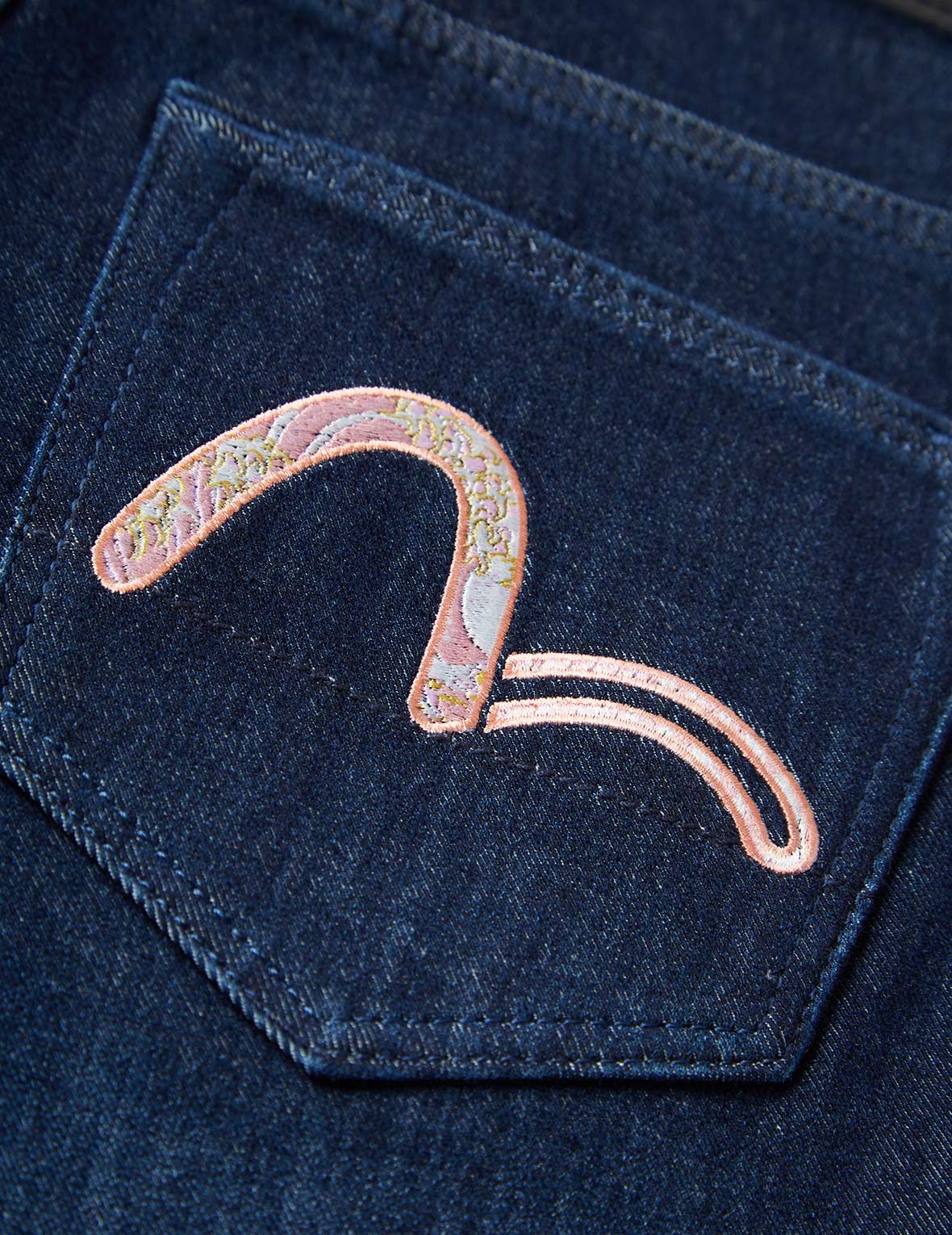 Ukiyo-E Infused Seagull Embroidered Skinny Jeans