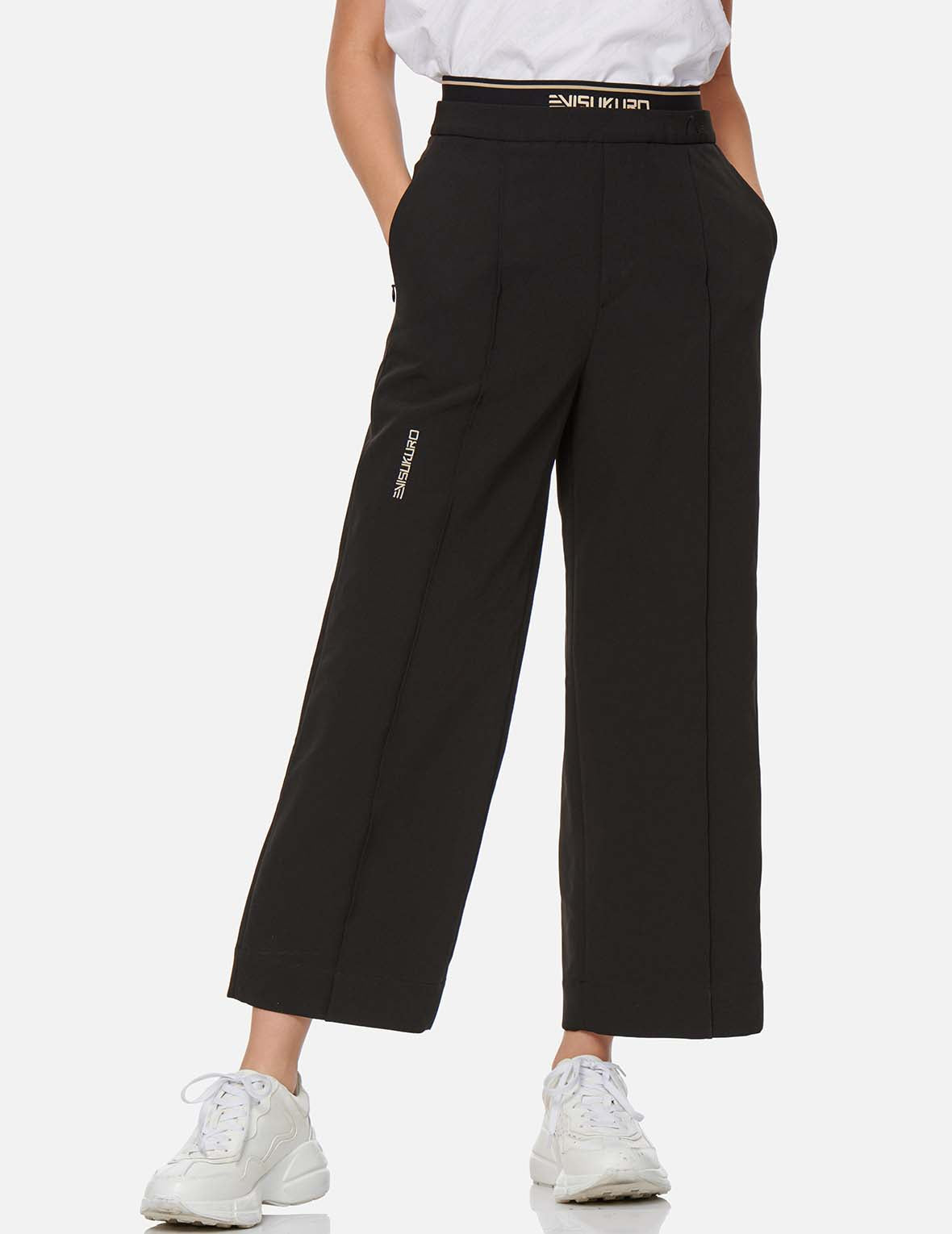 Double Waistband Wide Leg Pants