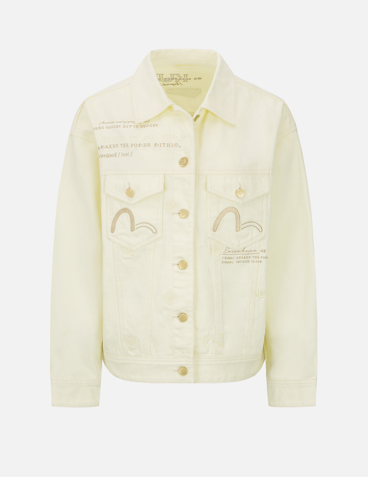 Allover Brand Elements Embroidery Denim Jacket