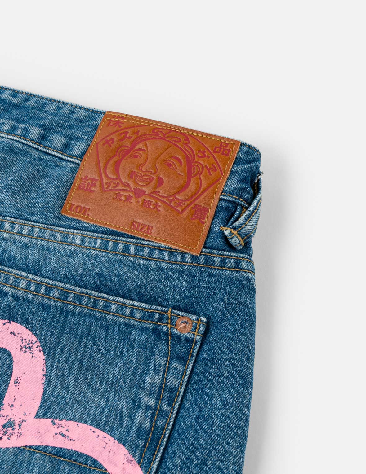 Light-washed Seagull Print Relax Fit Jeans #2030
