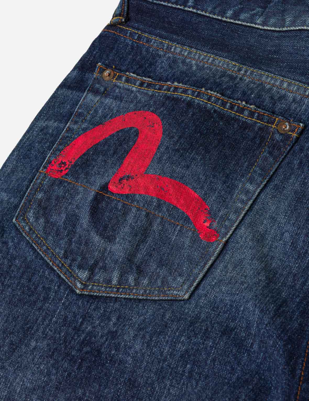 ミッドウォッシュドカモメプリントルーズフィットジーンズ #2038 – EVISU