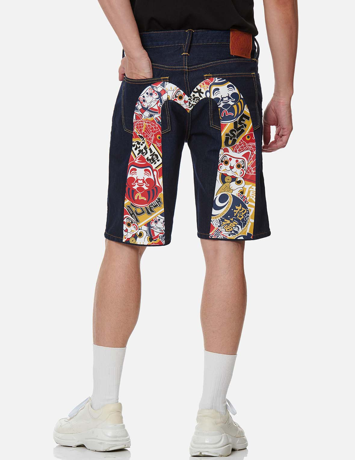 Lucky Charm-pattern Daicock Denim Shorts