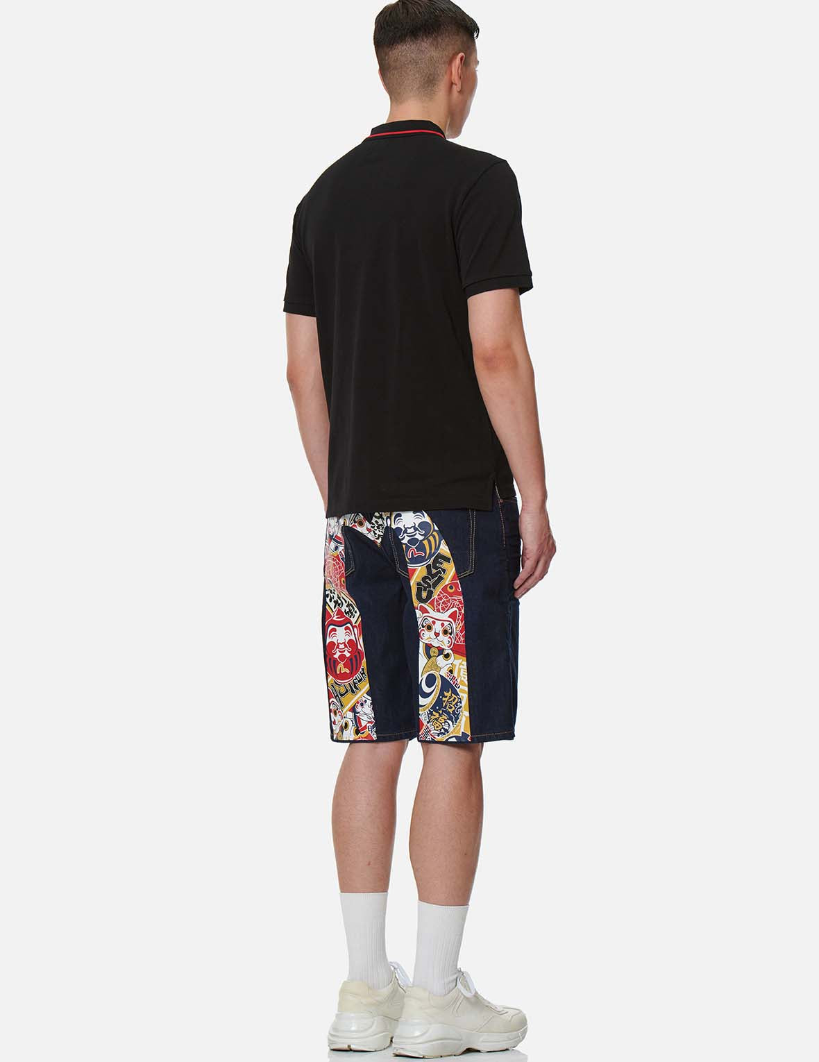 Lucky Charm-pattern Daicock Denim Shorts