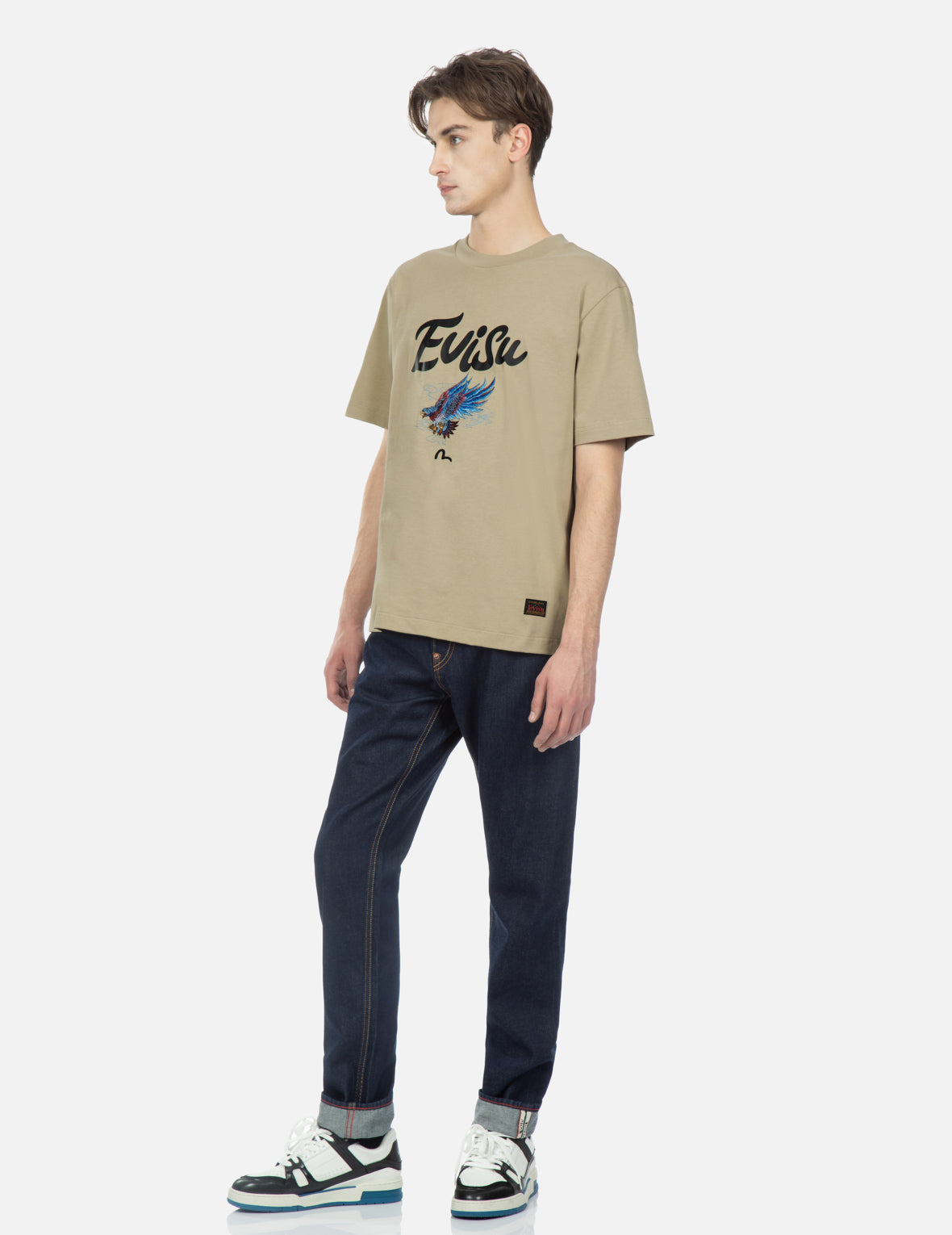 Seagull and Eagle Embroidery Carrot Fit Jeans #2017