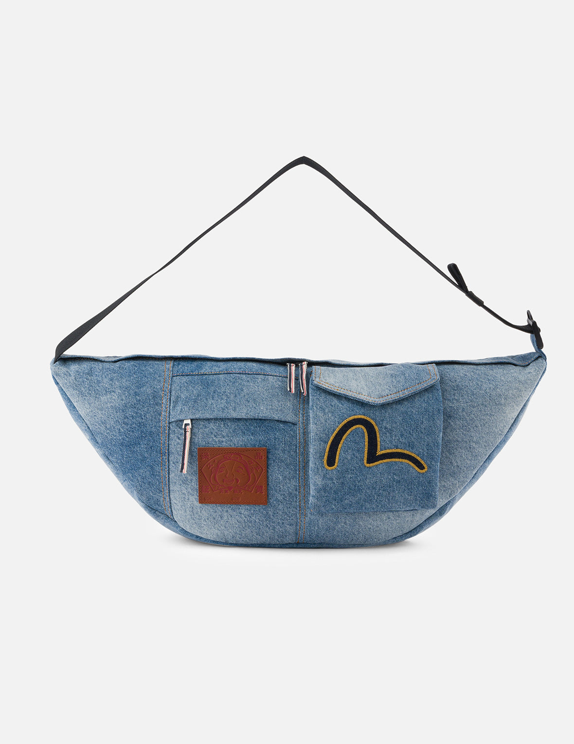 カモメ刺繍 デニム クロスボディバッグ
