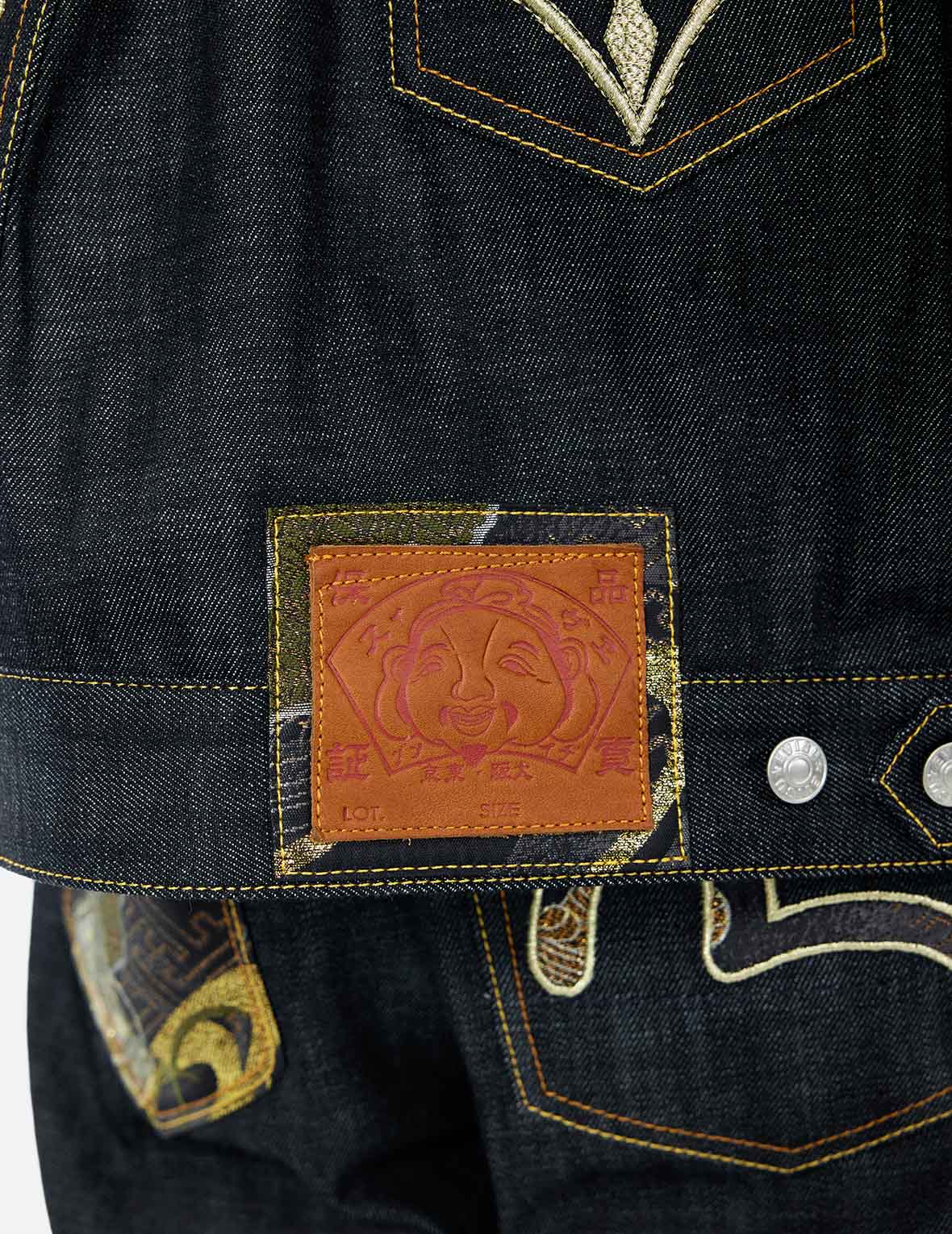 Multi-Pocket with Brocade Patch Regular Fit Denim Jacket