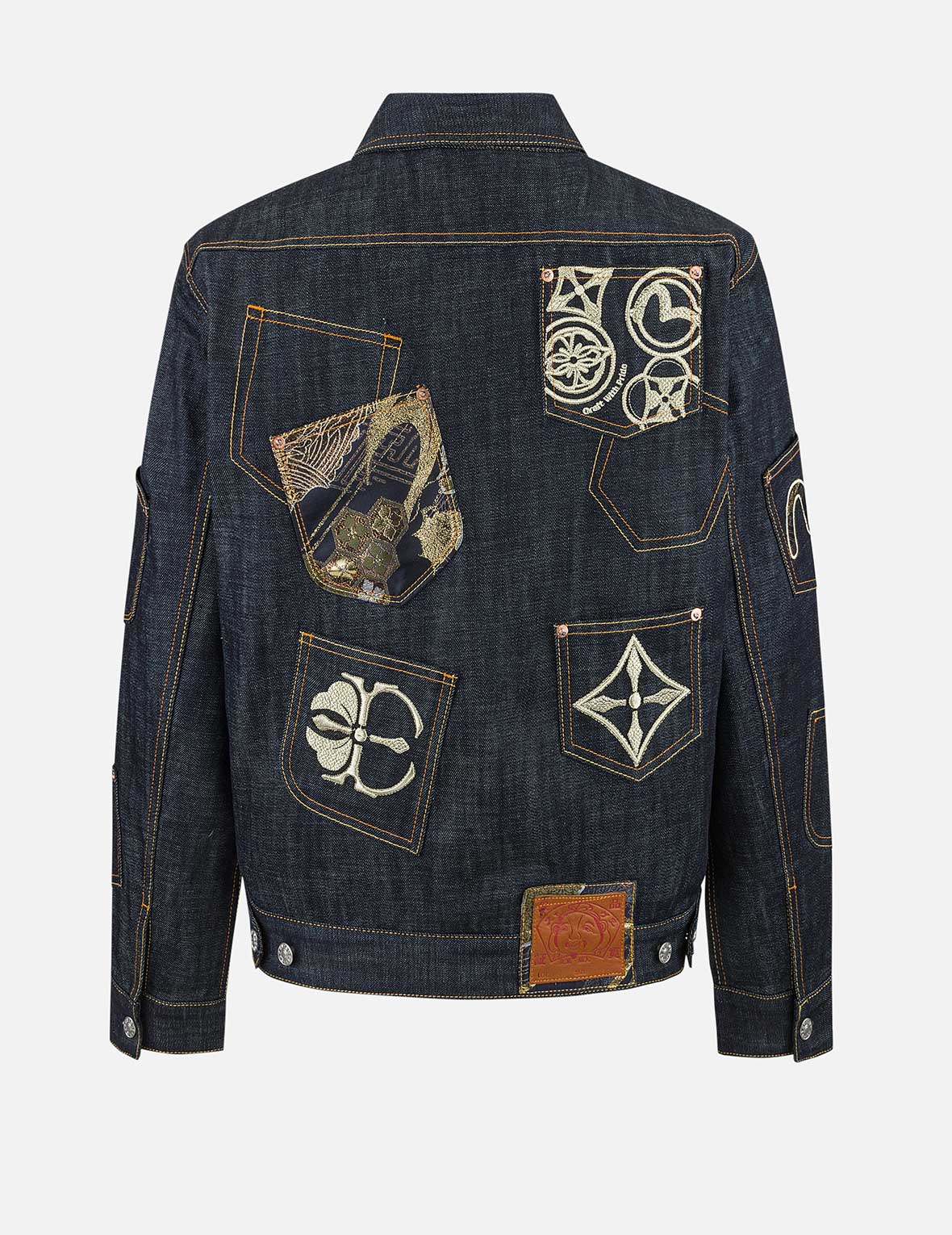 Multi-Pocket with Brocade Patch Regular Fit Denim Jacket