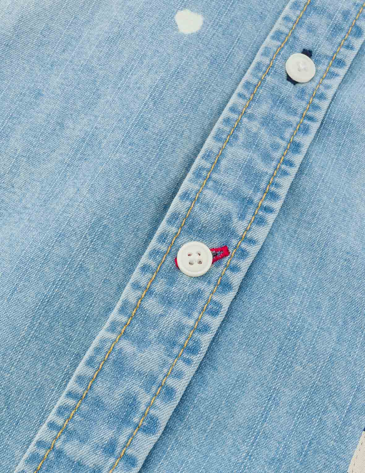 インサートカモメ刺繍 リラックスフィット デニムシャツ
