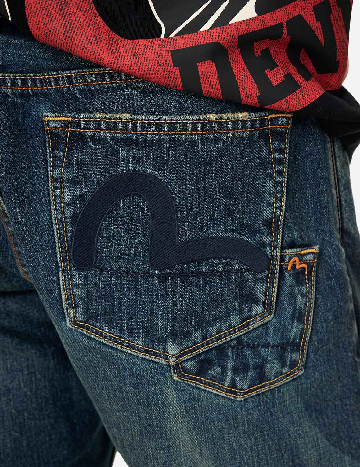 カモメアプリケ刺繍 レギュラーフィットジーンズ #2000
