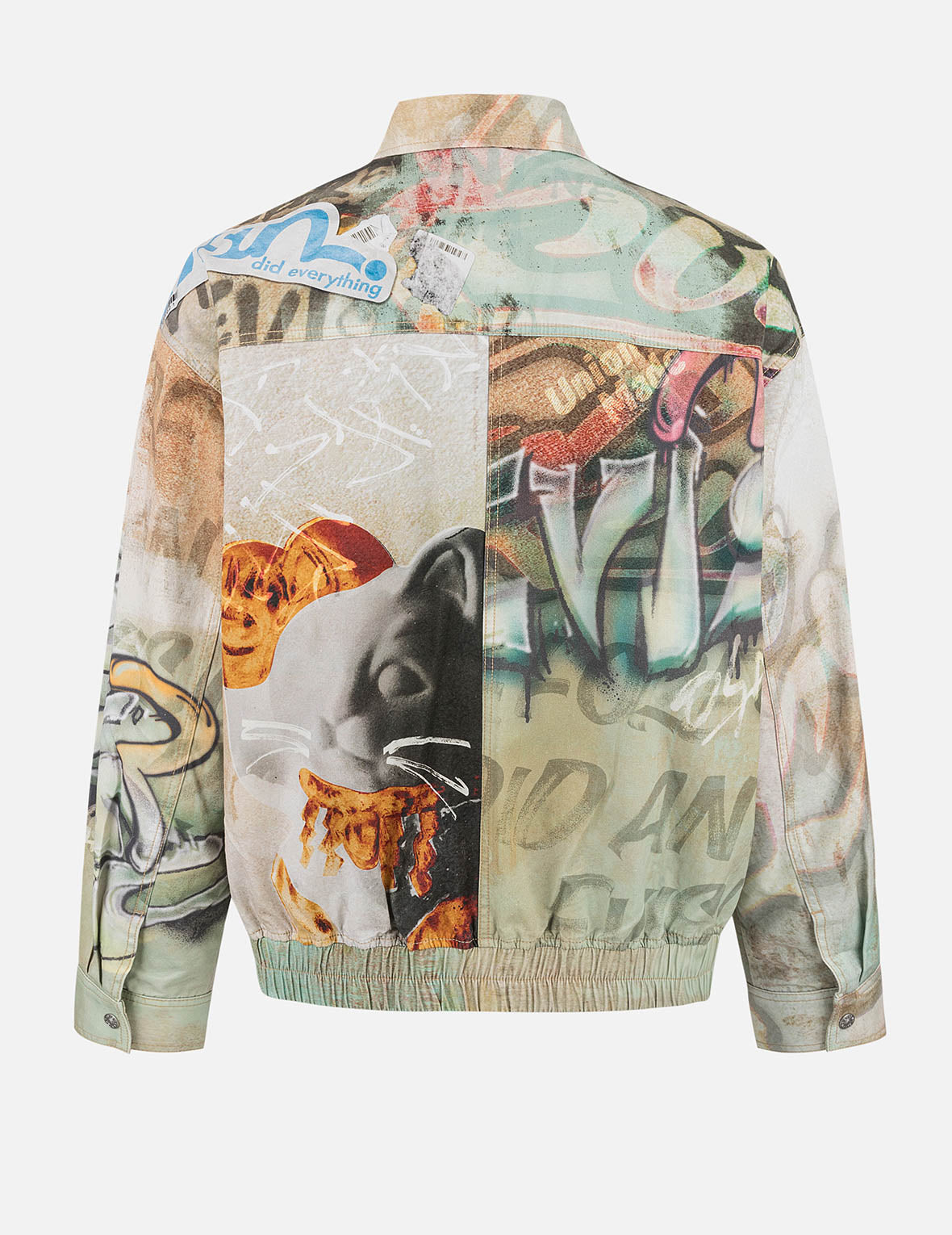 Graffiti Allover Print Boxy Zip Up Jacket