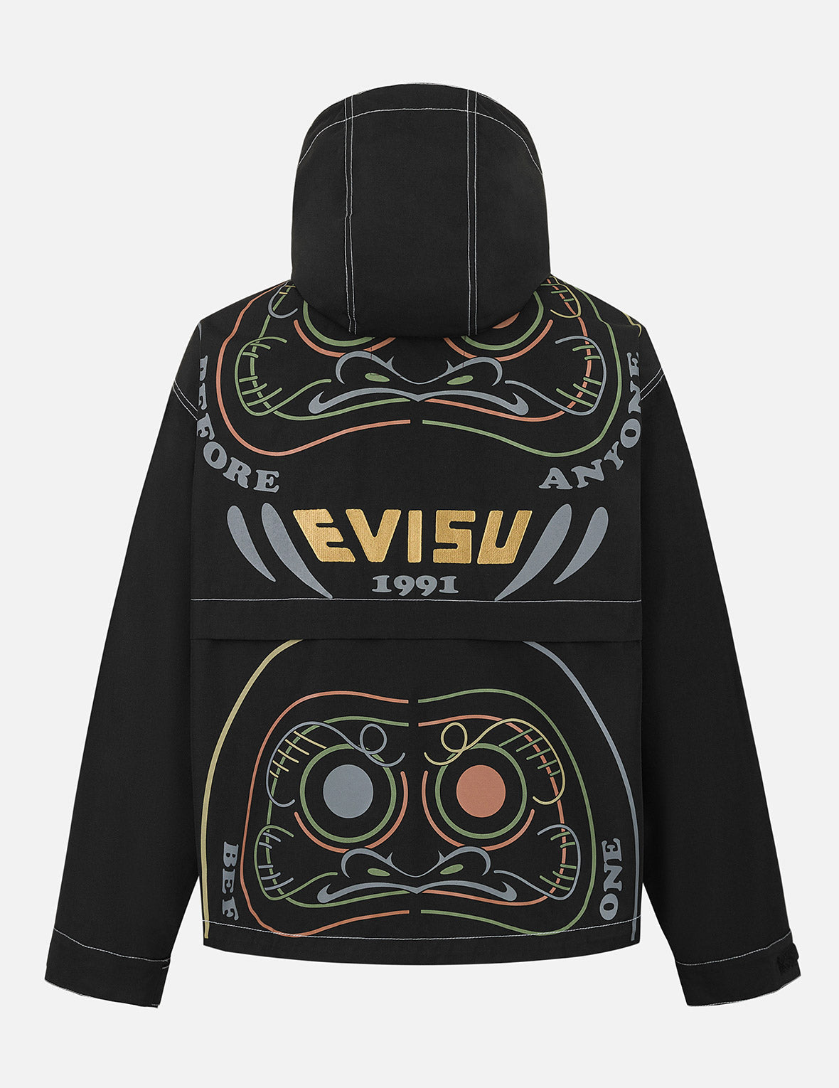 だるまプリント＆ロゴ アップリケ リラックス フィット フーデッド ジャケット