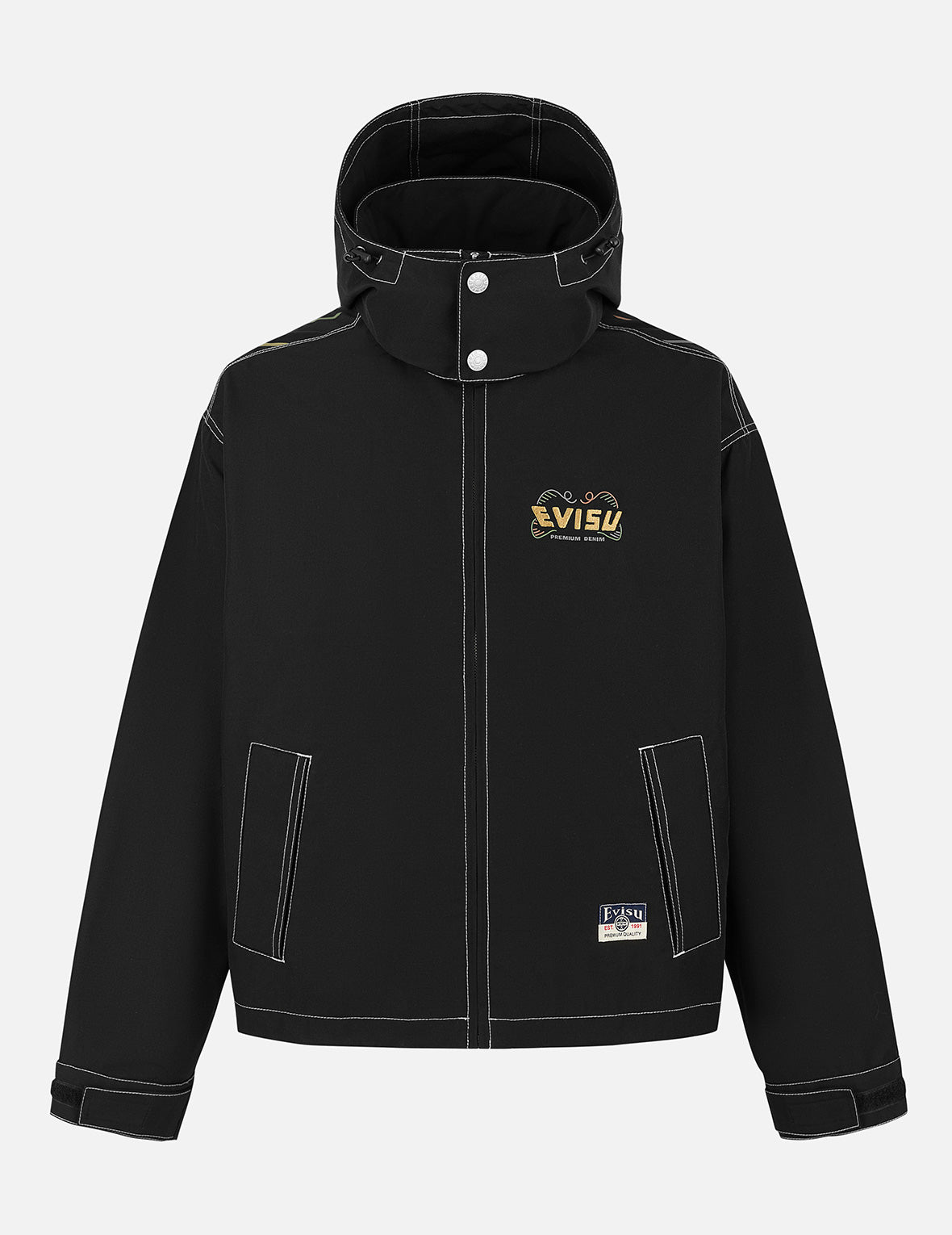 だるまプリント＆ロゴ アップリケ リラックス フィット フーデッド ジャケット