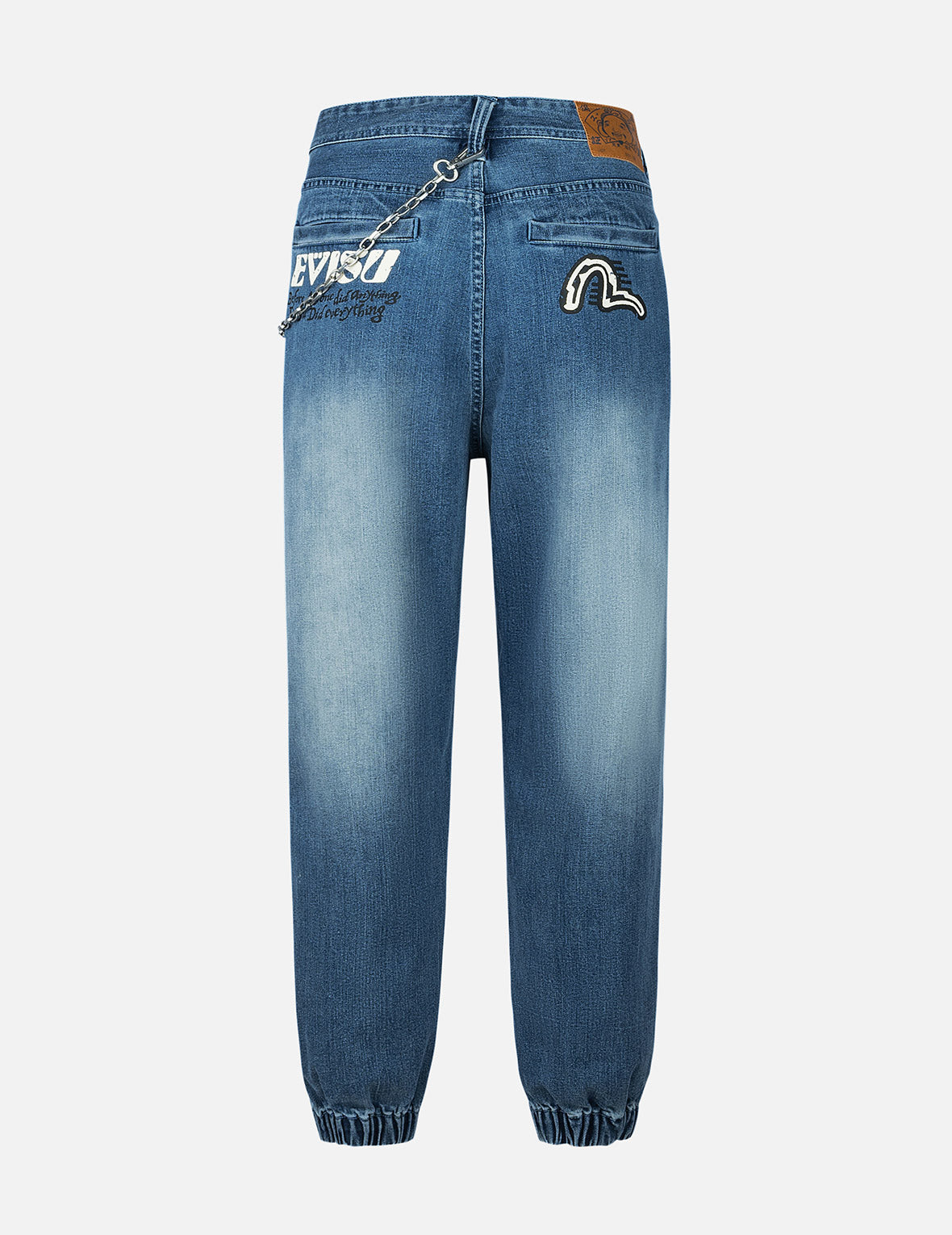 カモメ & ロゴプリント ルーズフィット デニムジョガーパンツ