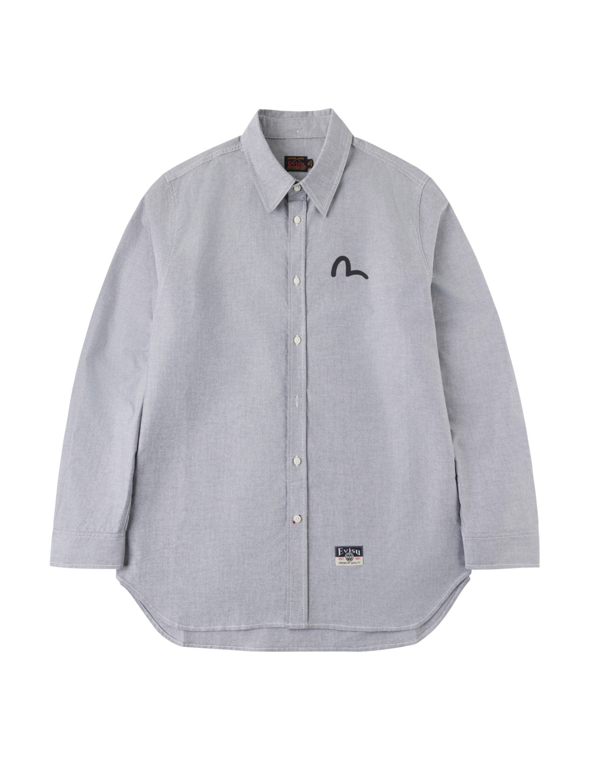 カモメプリントリラックスフィット 長袖オックスフォードシャツ – EVISU