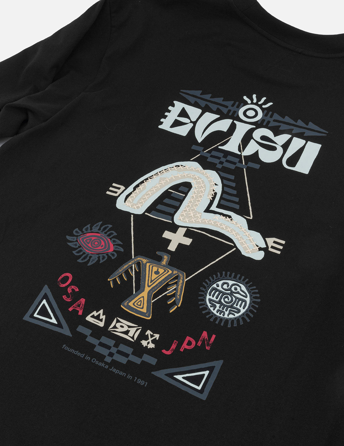 2-in-1 インディアントーテムプリント リラックスフィット長袖Tシャツ