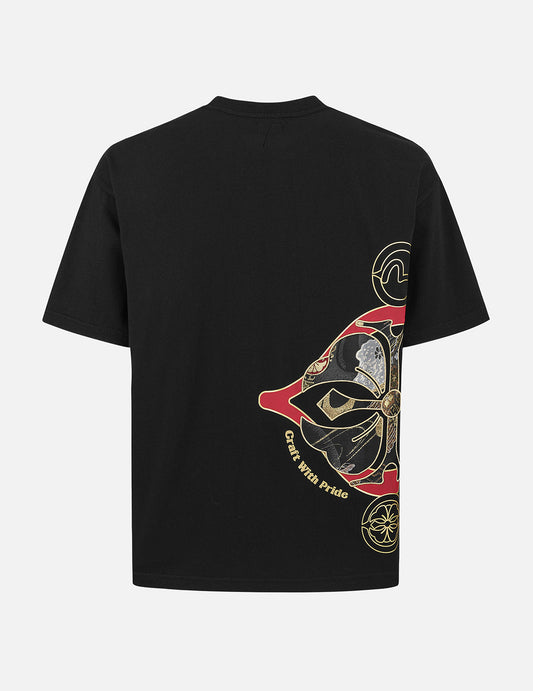 ブロケードロゴと家紋アップリケ リラックスフィットTシャツ