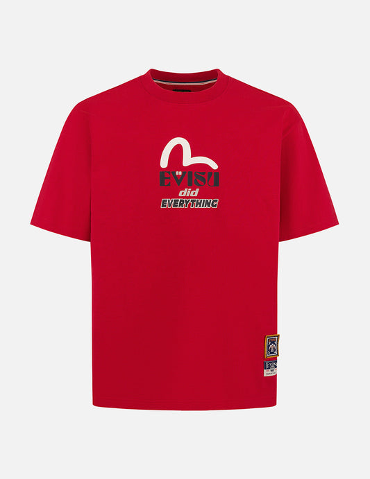 だるまとトーテムプリント リラックスフィット Tシャツ