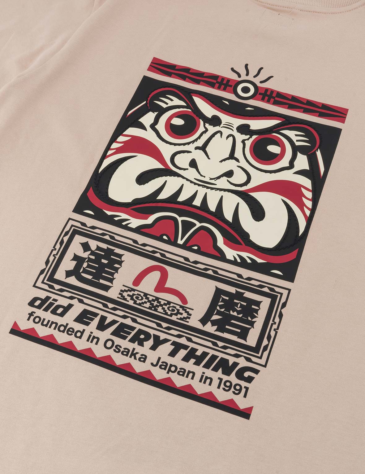 カモメとだるまトーテムプリント レギュラーフィットTシャツ
