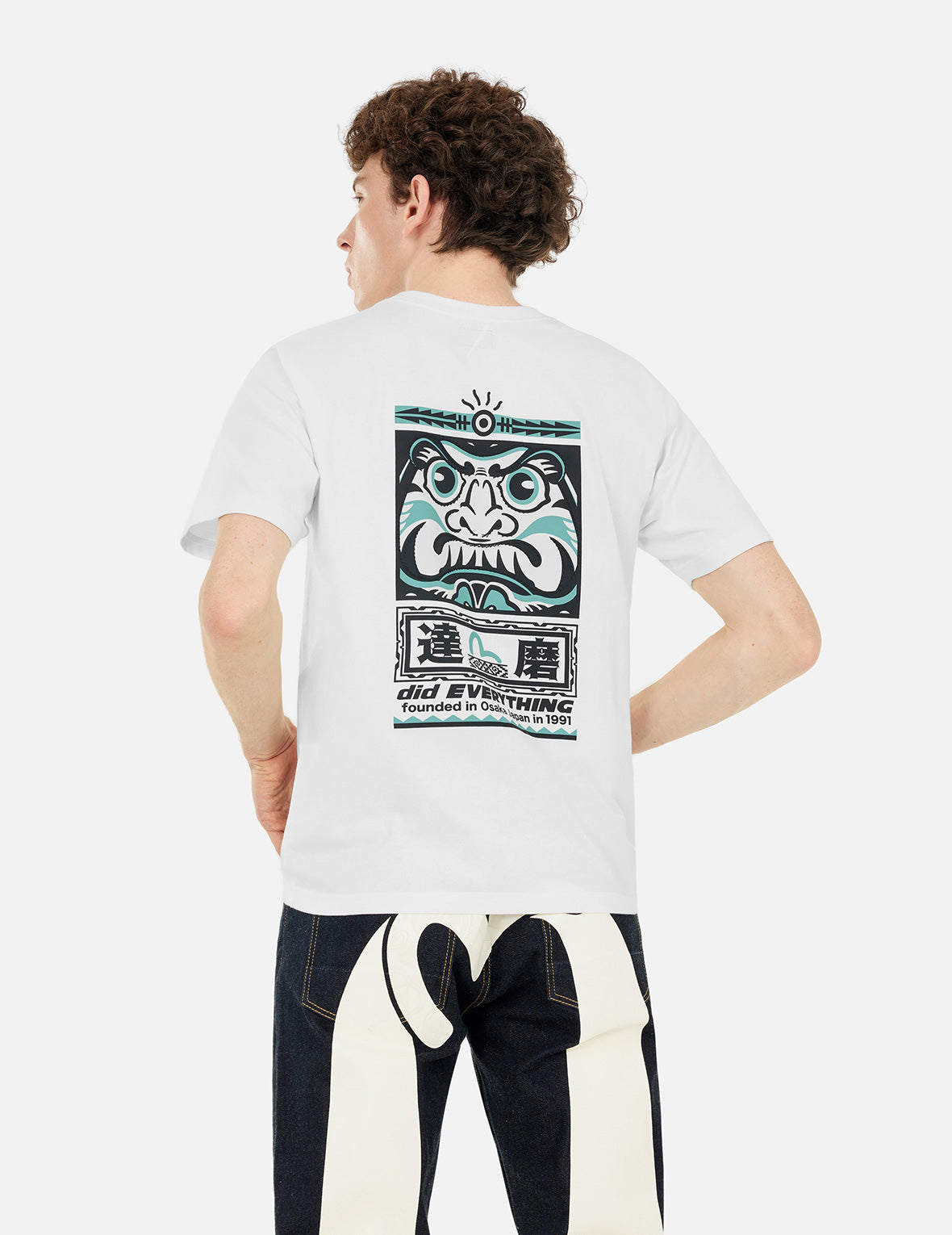 カモメとだるまトーテムプリント レギュラーフィットTシャツ