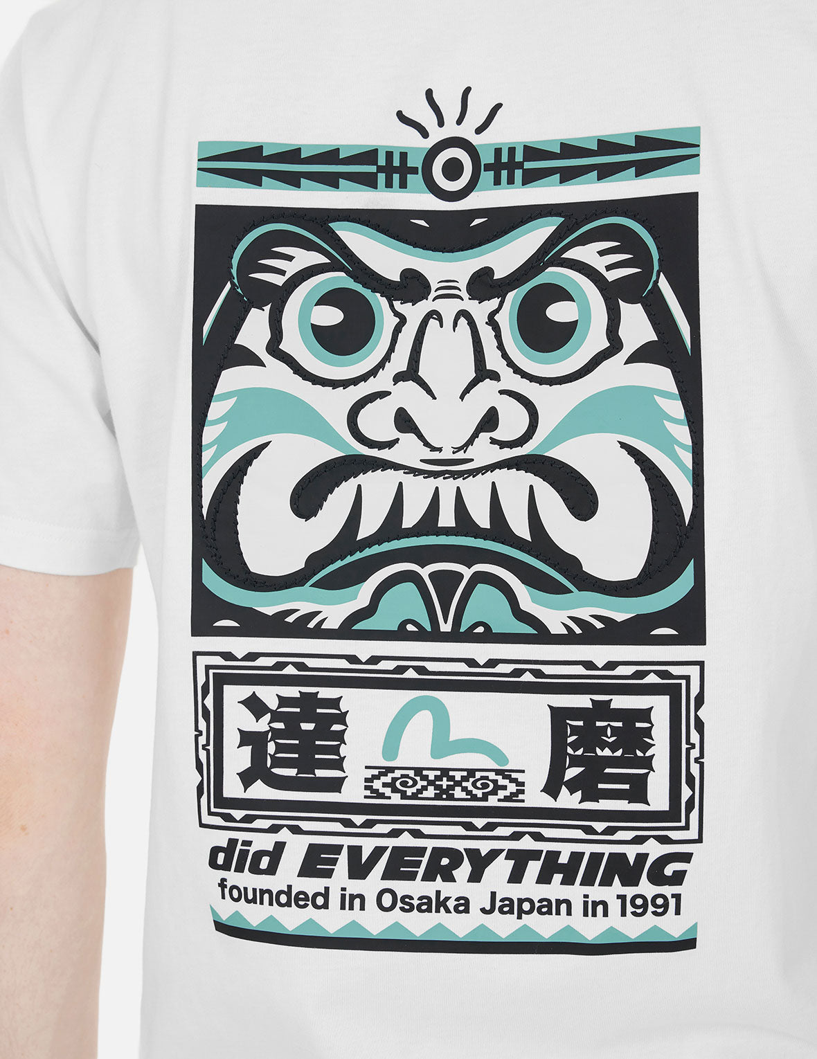 カモメとだるまトーテムプリント レギュラーフィットTシャツ