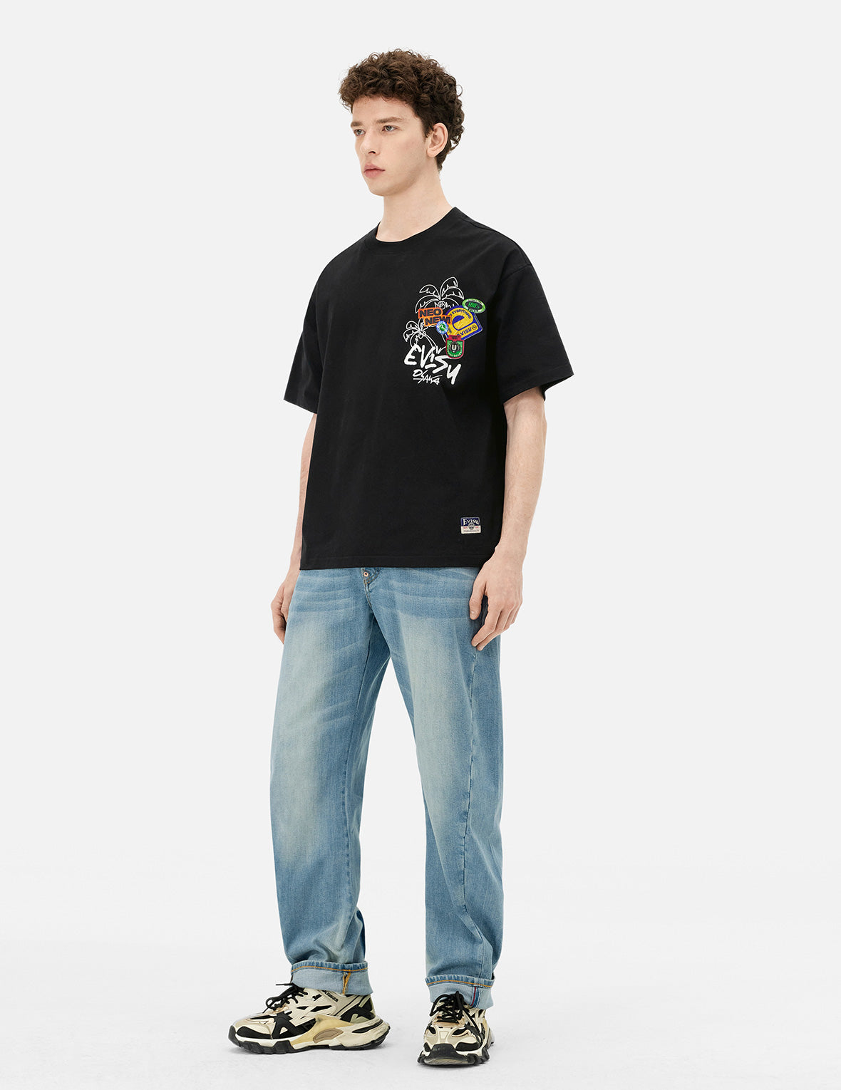 ステッカー 仏頭 ルーズフィット Tシャツ