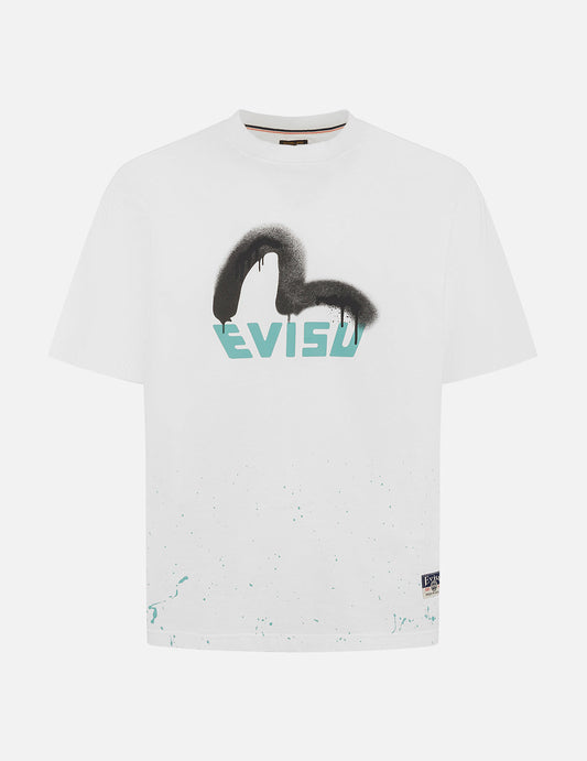 Logo and Seagull Print Relax Fit T-shirt