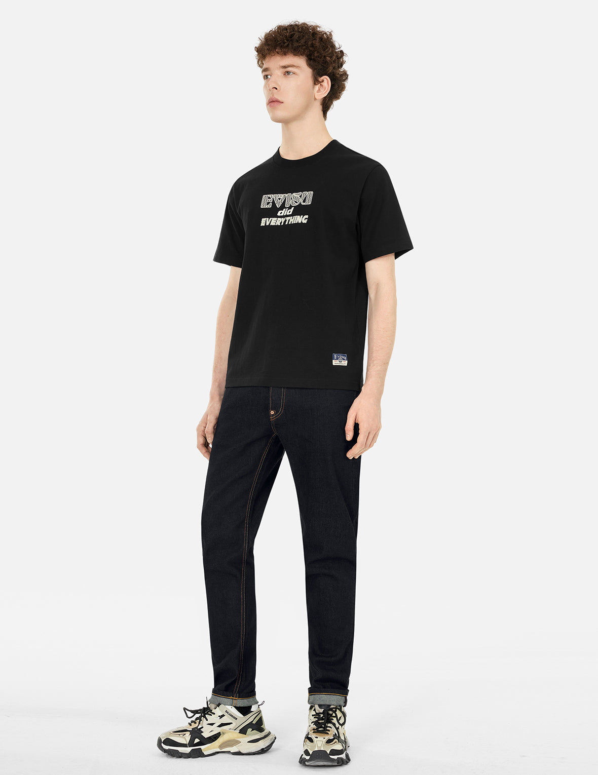 色褪せたカモメ大黒プリント レギュラーフィットTシャツ