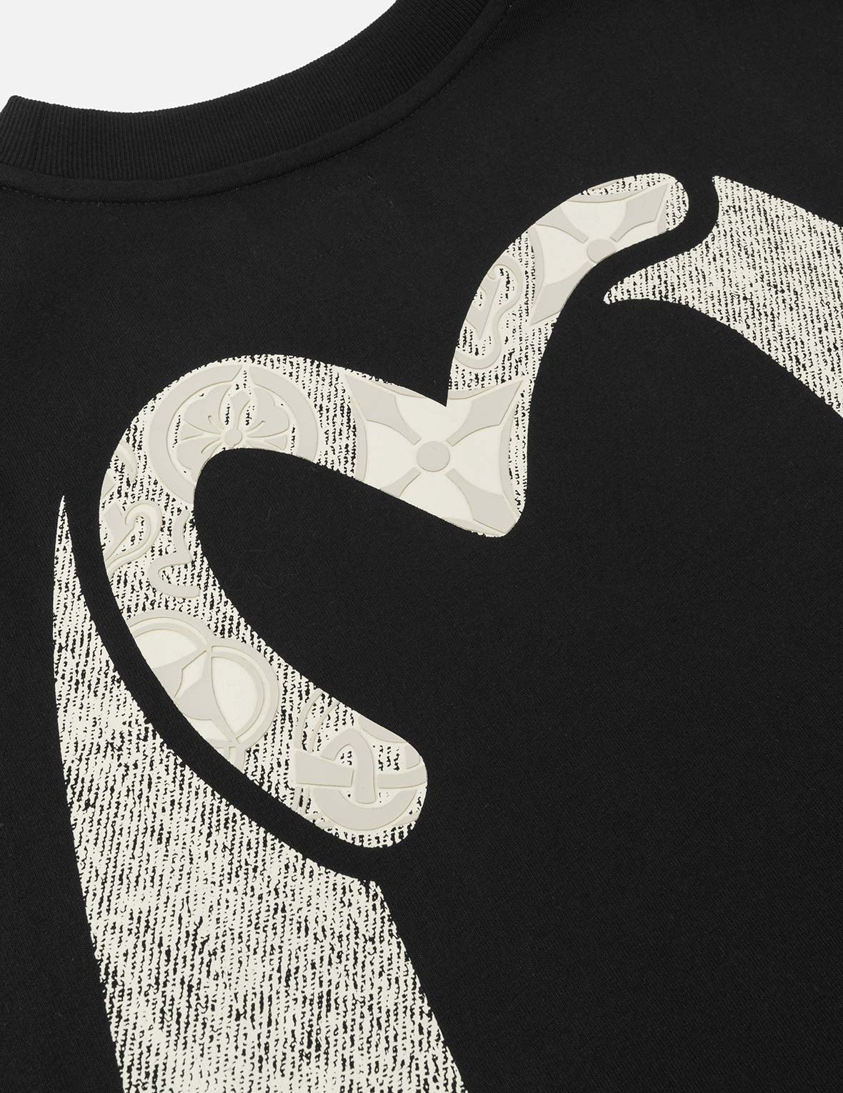 色褪せたカモメ大黒プリント レギュラーフィットTシャツ