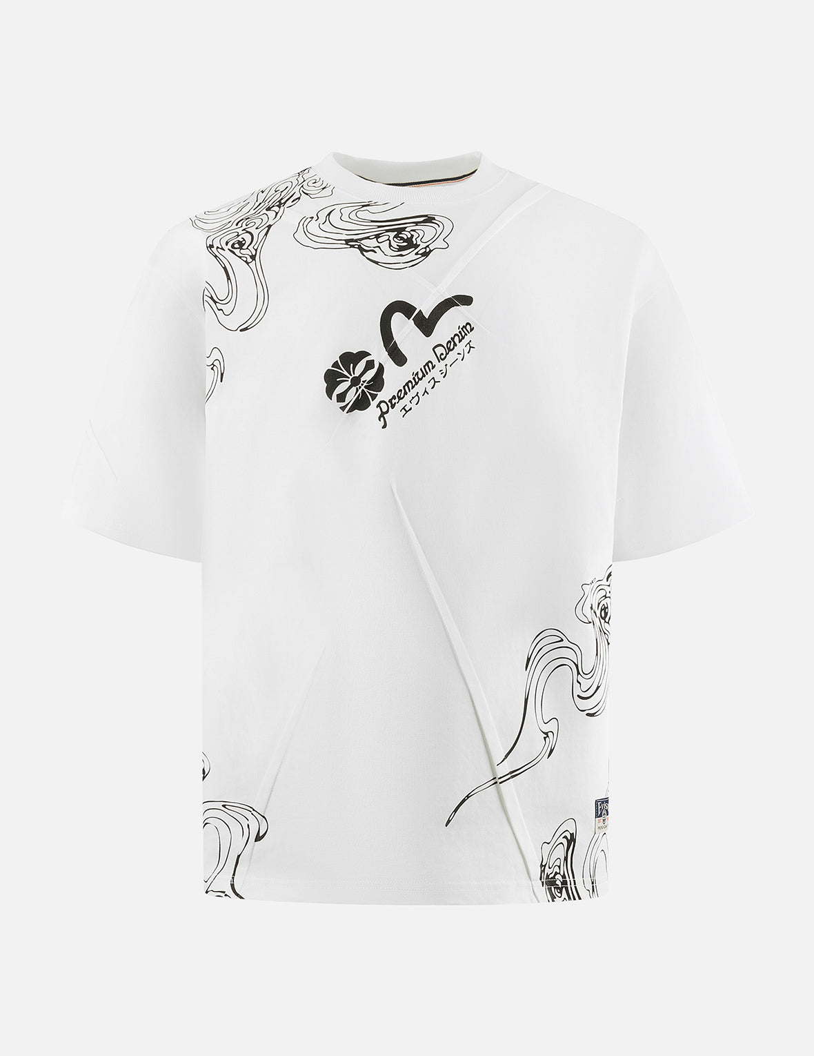 祥雲＆ロゴ プリント ルーズ フィット Tシャツ