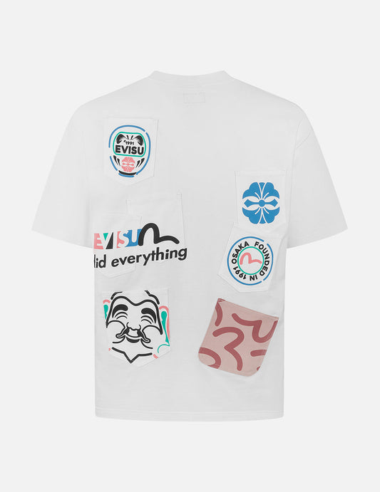 Multi-Pocket and Multi-Print Detail Relax Fit T-Shirt