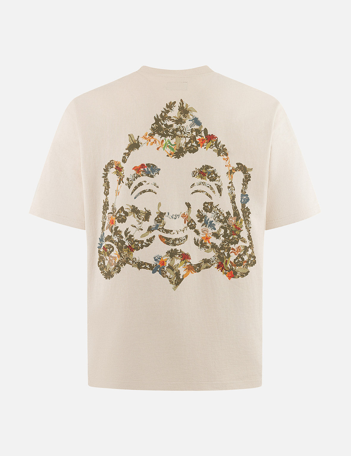 花柄仏頭プリント ルーズフィット Tシャツ  