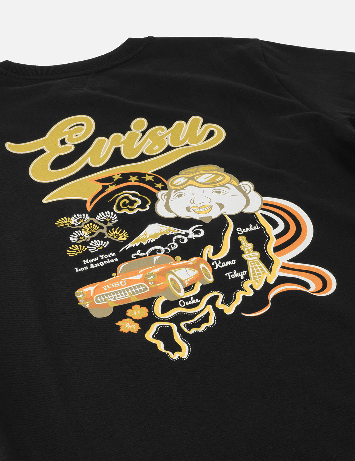 仏頭と地図プリント レギュラーフィット Tシャツ
