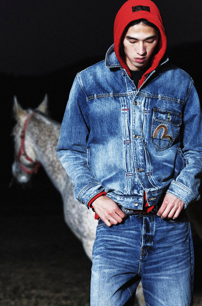 EVISU & カモメアップリケ デニムチャイナジャケット