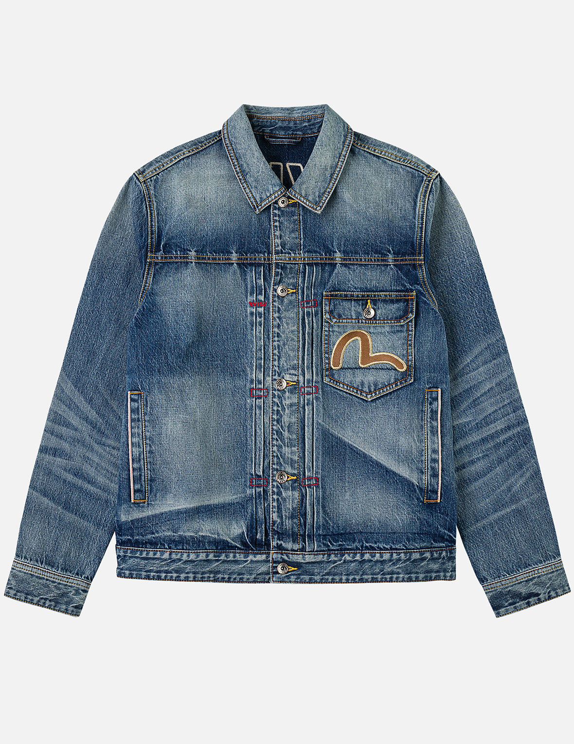 kubuni デニムチャイナジャケット EVISU & カモメアップリケ デニムチャイナジャケット