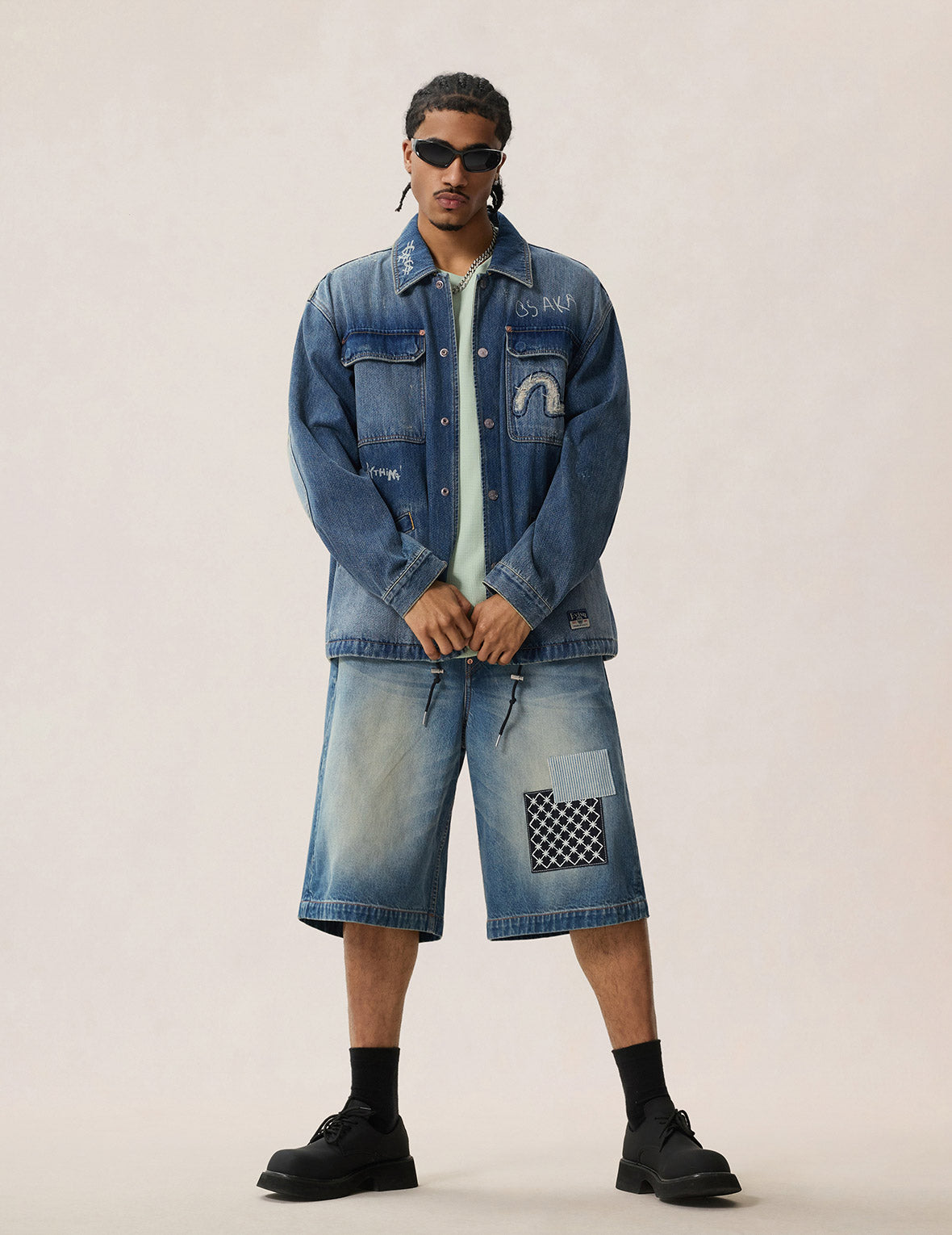 刺し子パッチ デニムショーツ – EVISU