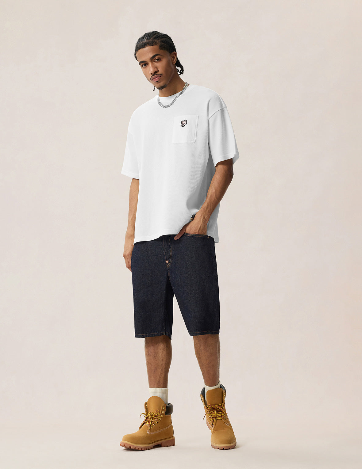 カモメ＆漢字プリントポケット デニムショーツ – EVISU