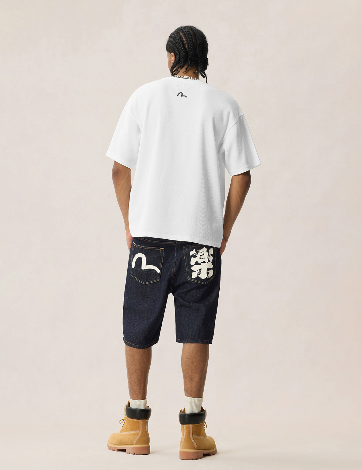デ*ン様 K829⭐︎味のあるEVISU デニム カモメプリント 5連ポケットウ カモメ＆漢字プリントポケット デニムショーツ – EVISU