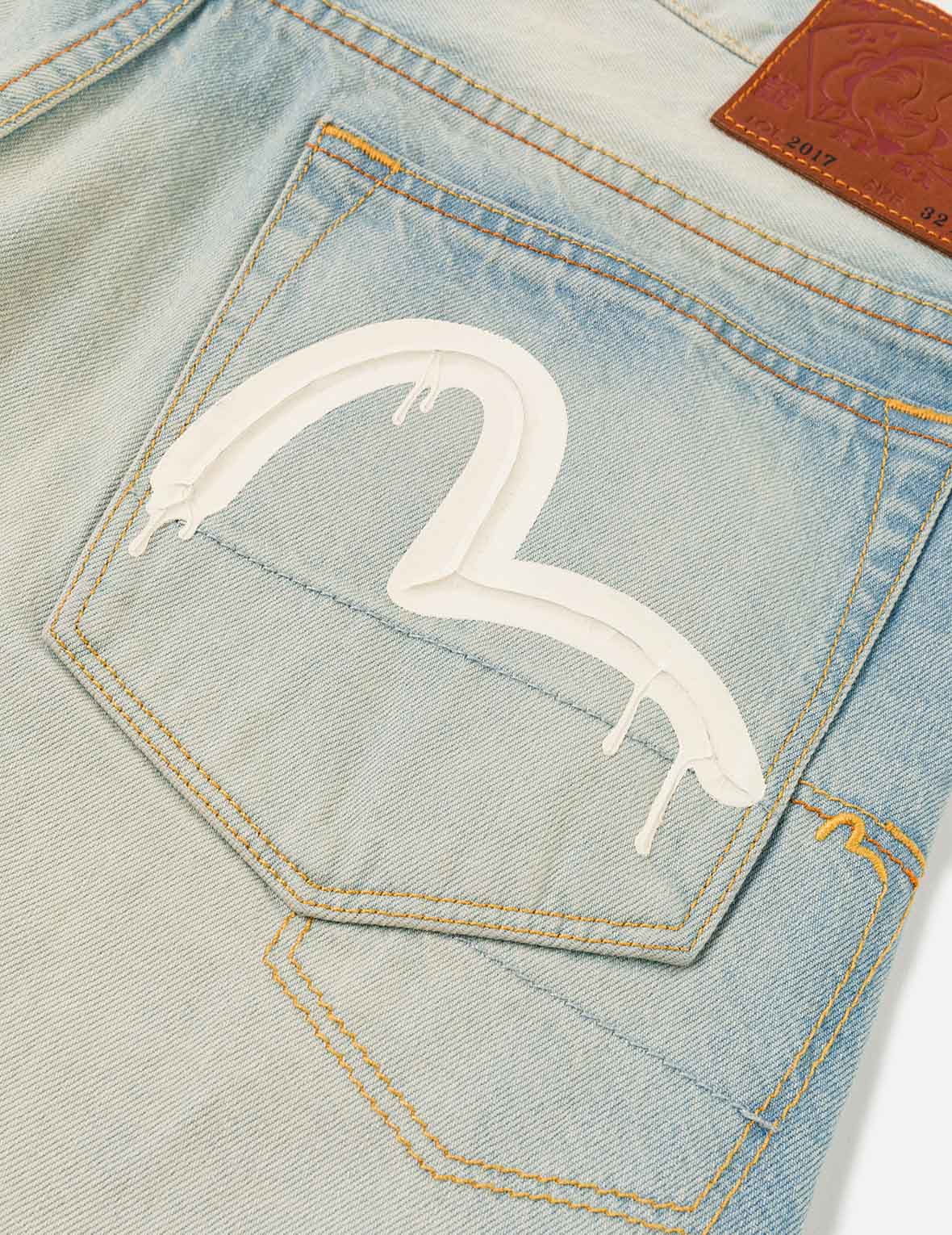 7ポケットカモメプリント ウォッシュドジーンズ #2017