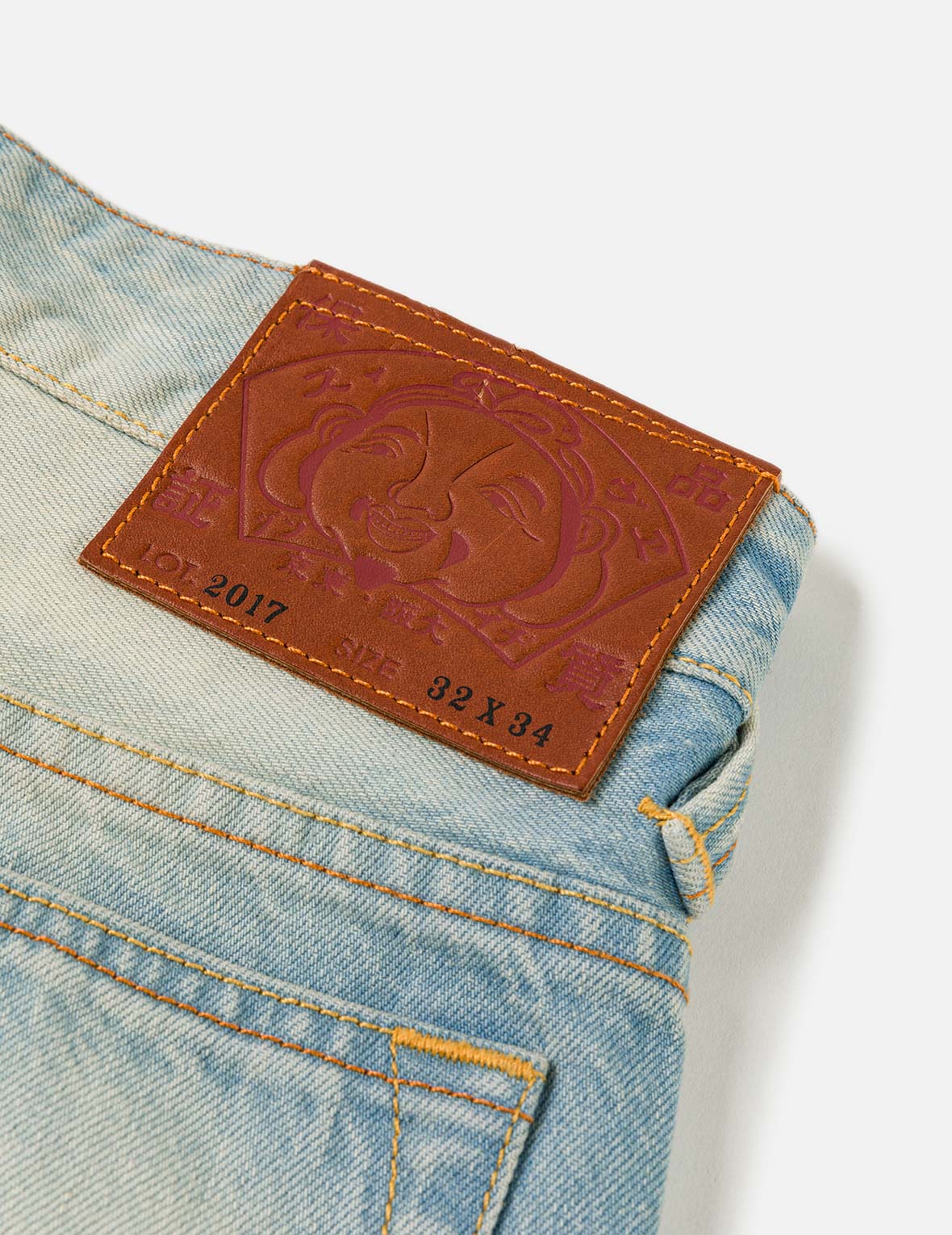 7ポケットカモメプリント ウォッシュドジーンズ #2017 – EVISU