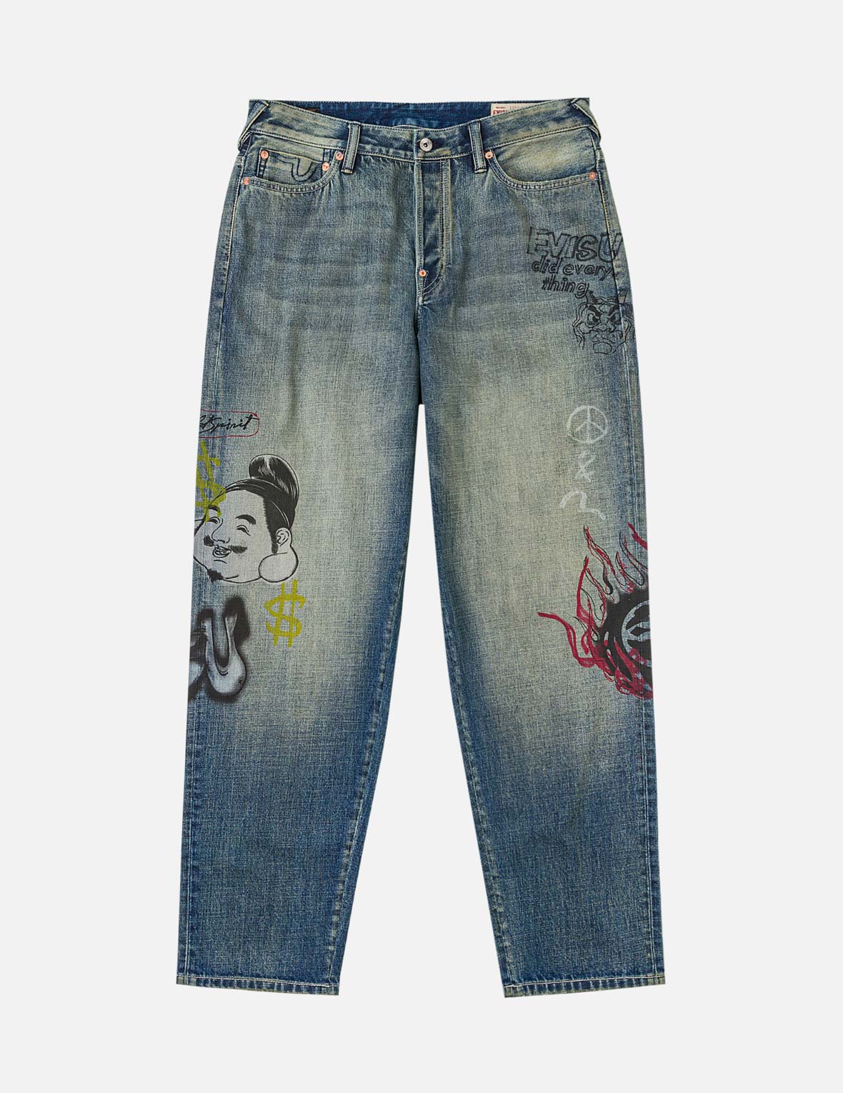 EVISU 24インチ　デニム オールオーバーグラフィティプリント デニムジーンズ #2030 – EVISU