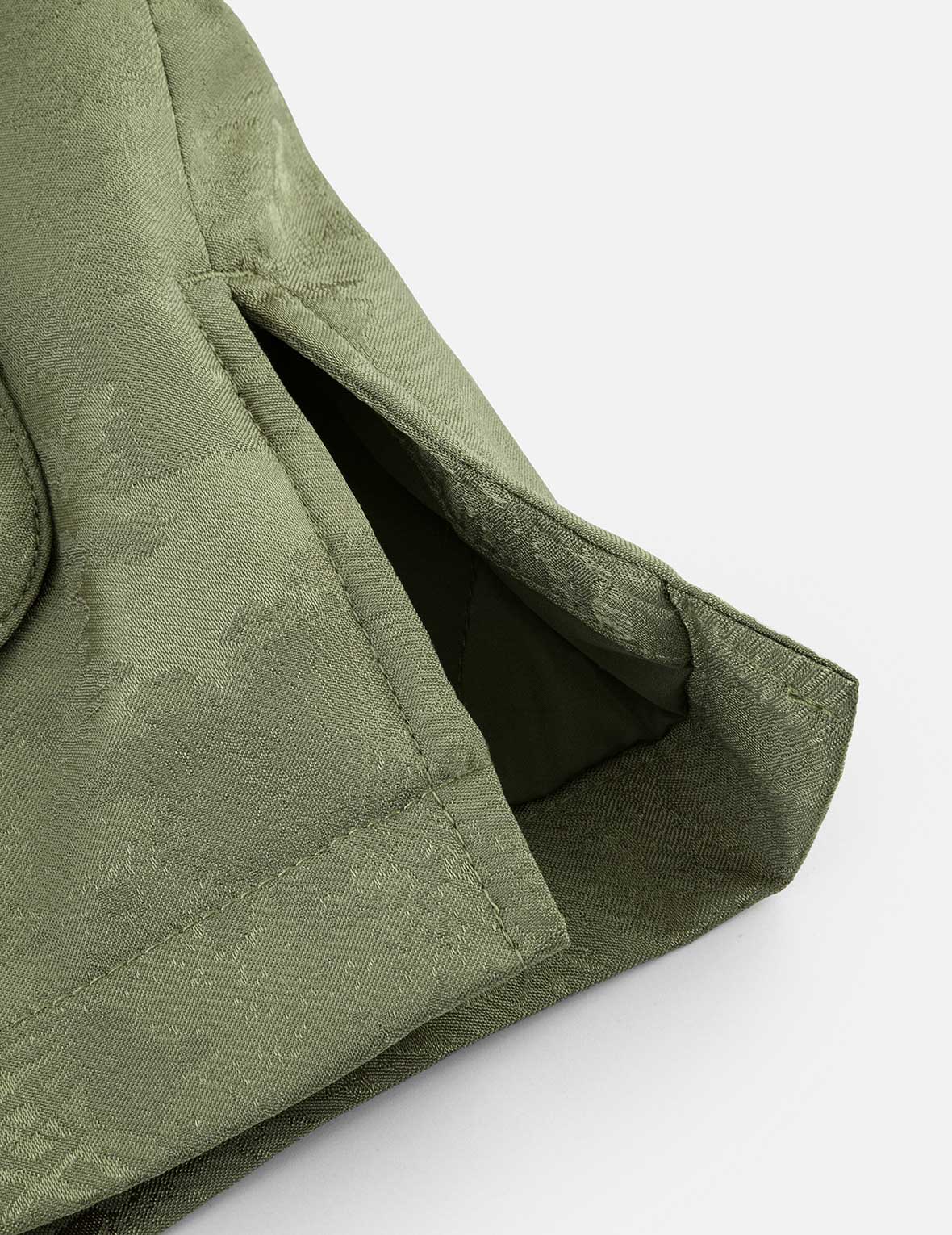 オールオーバージャカード パッド入りチャイナジャケット - グリーン