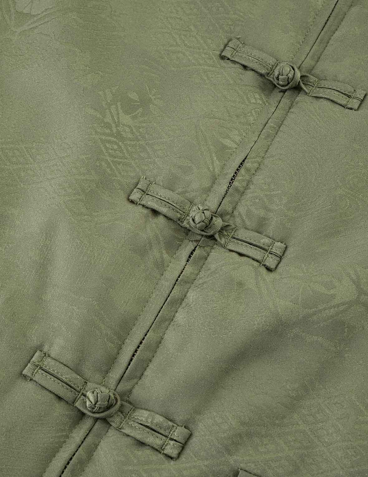 オールオーバージャカード パッド入りチャイナジャケット - グリーン