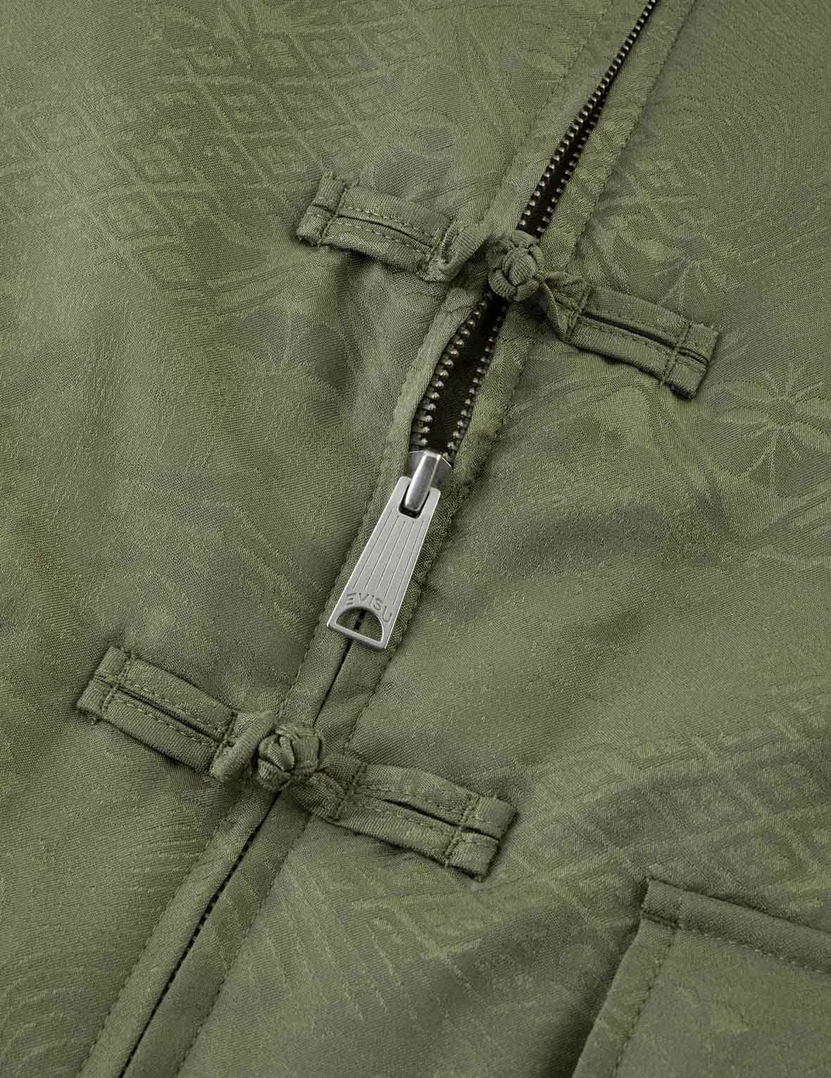 オールオーバージャカード パッド入りチャイナジャケット - グリーン